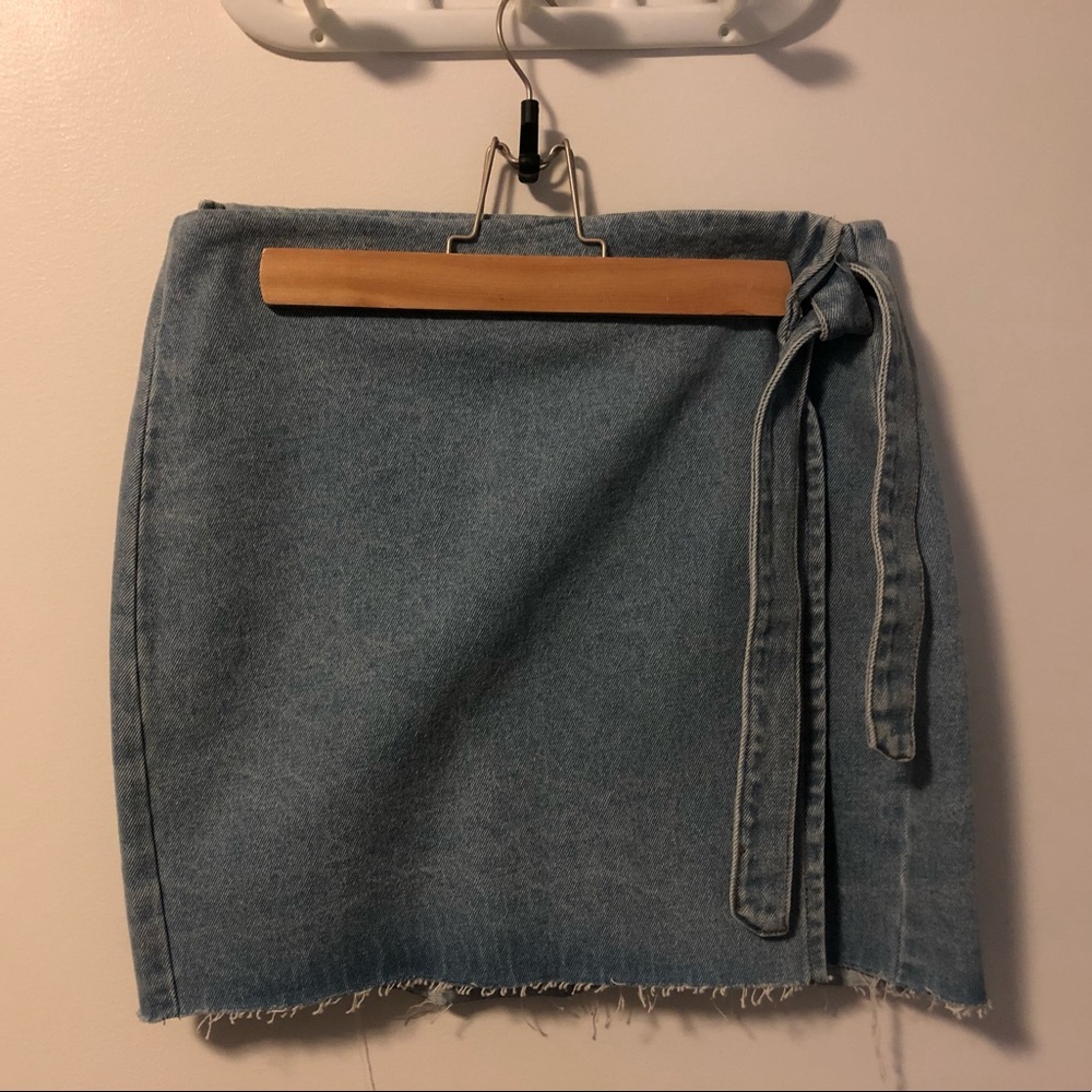 Denim wrap skirt